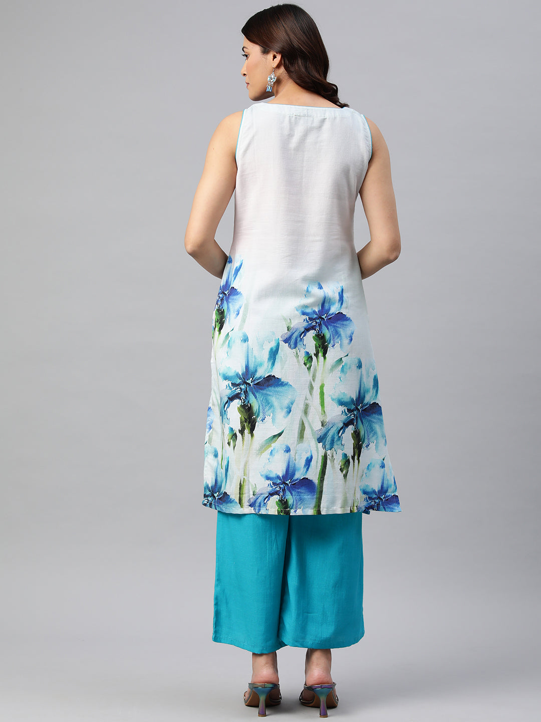Blue Color Floral Printed Pure Cotton Kurta Set