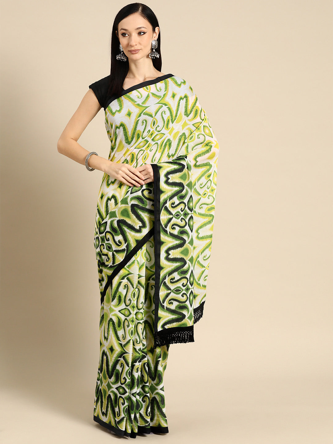 Buta Buti Green Colour Floral Printed Pure Cotton Saree With Unstitched Blouse And Lace