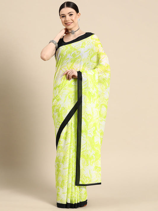 Buta Buti Green Colour Abstract  Printed Pure Cotton Saree With Unstitched Blouse