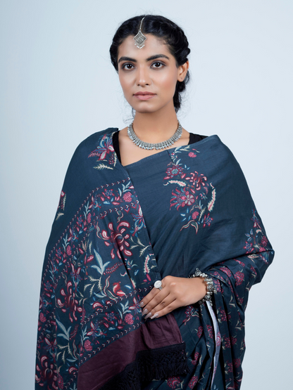 Buta Buti Chintz Floral Printed Cotton Tasseled Saree